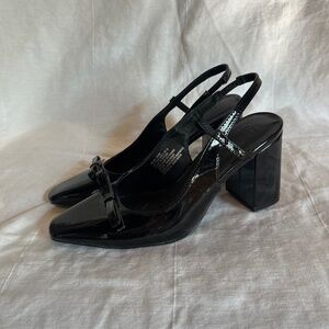 Black Block Heels with a Bow